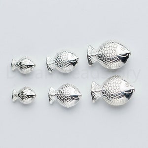 2-50 Pcs 925 Sterling Silver Fish Charms for Bracelet Making Small Cute Animal Charm Connector Finding with Hole