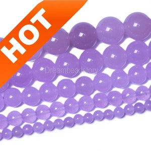 Lavender Chalcedony Beads, Purple Stone Beads, Violet Chalcedony Beads Strands, 4 6 8 10 12 14mm Light Purple Beads for Jewelry