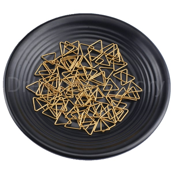 100-1000 Pcs Triangle Charm Wire Link Connector Pendant Finding for Earring Necklace Pendant Making Raw Brass 12mm 15mm with Opening