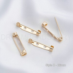 Blank Brooch Setting With Safe Lock, 14K Real Gold Plated Over Brass ...