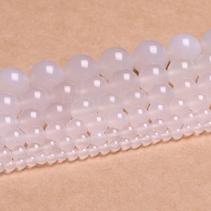 White Agate Beads, 4mm 6mm 8mm 10mm 12mm 14mm Smooth Round White Agate Beads, Natural Agate Beads, Full Strand Agate Beads White