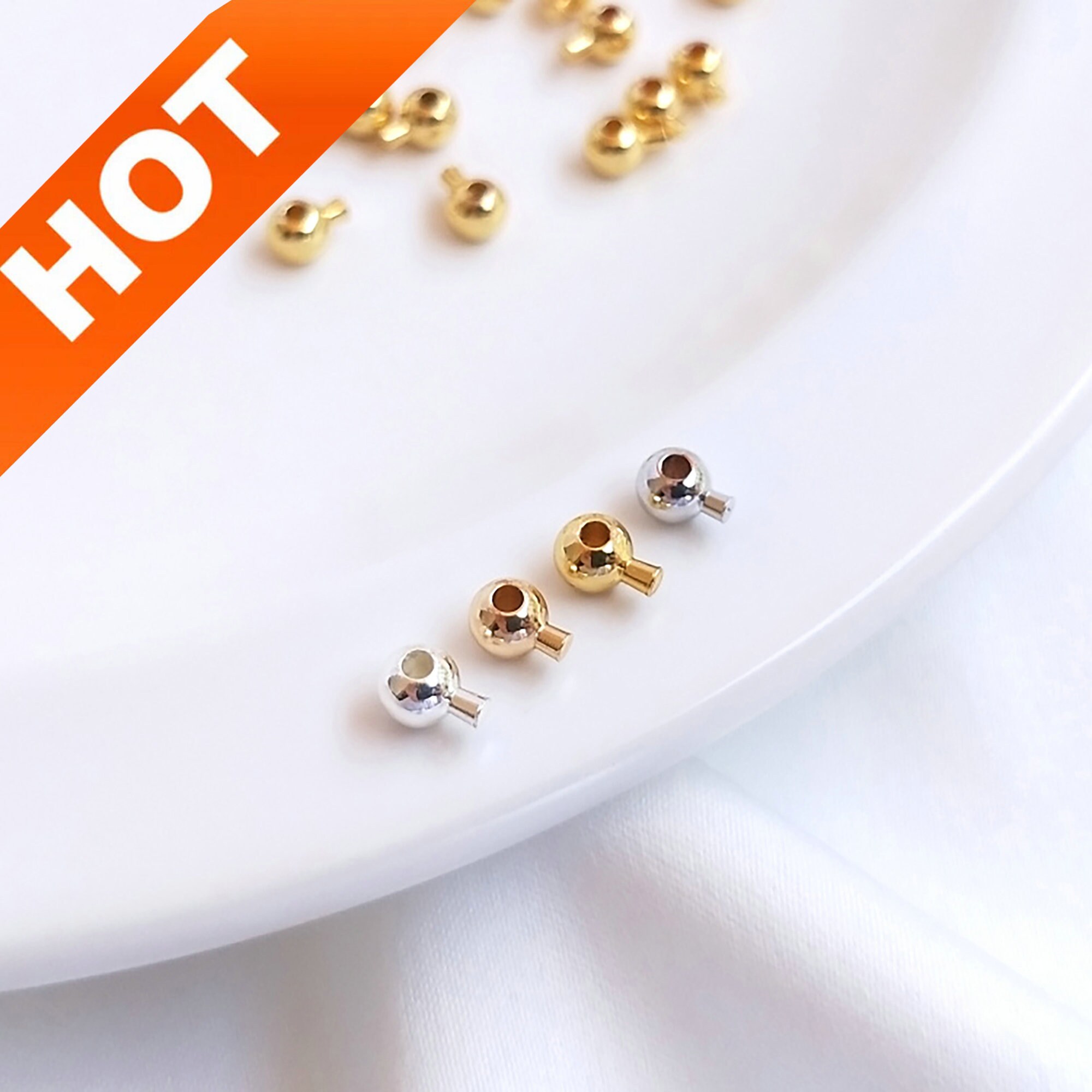 BEADIA 18K Gold Plated End Caps Non Tarnish 3x6mm 200pcs for Jewelry Making  Findings
