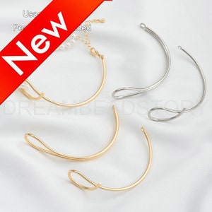 Blank Bangle Base for Jewelry - Simple Wire Bracelet Making - White/14K Real Gold Plated Brass DIY Bracelet Component Finding Supplies