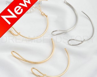 Blank Bangle Base for Jewelry - Simple Wire Bracelet Making - White/14K Real Gold Plated Brass DIY Bracelet Component Finding Supplies