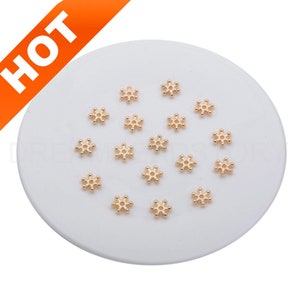 20-1000 Pcs Snowflake Spacer Beads Bulk Online Wholesale 14K Real Gold Plated Cute Loose Rondelle Charm Beads for DIY Jewelry Making (9mm)