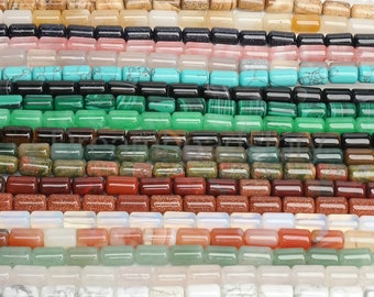 Gemstone Tube Beads Natural Agate/ Clear Crystal/ Howlite/ Jade/ Jasper/ Turquoise/ Tiger Eye Tube Beads 6*10mm Sold by Strand Apx 40 Pcs