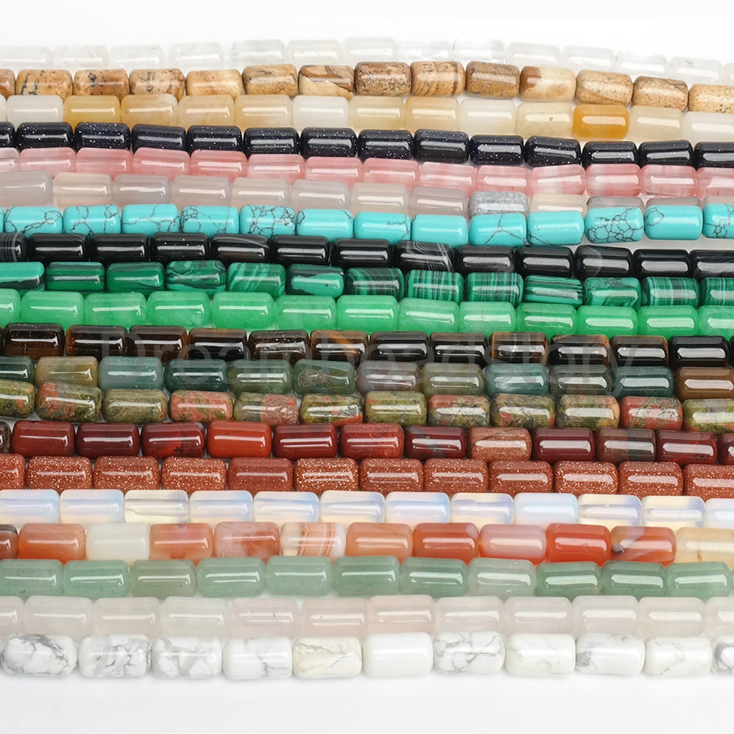 Gemstone Tube Beads Natural Agate/ Clear Crystal/ Howlite/ Jade/ Jasper/ Turquoise/ Tiger Eye Tube Beads 6*10mm Sold by Strand Apx 40 Pcs