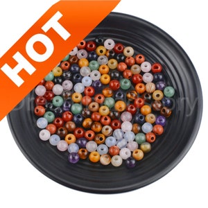 50 Pcs Large Hole Beads Lots Wholesale Natural Rose Quartz/ Tiger Eye/ Amethyst/ Sandstone Spacer Beads with 2mm 3mm Hole