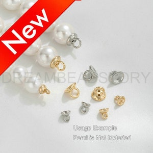 Eindkapje kleine kraal met lusje voor het maken van kettingen, 14 kt echt goud/witgoud verguld over messing blanco kopring parelsieraden vinden (4 mm 6 mm)
