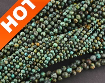 Jewelry Making Beads Online Bulk Wholesale Natural African Turquoise Gemstone Round 4mm 6mm 8mm 10mm 12mm Beads Strand