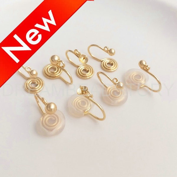 Earring Converter - Change Earring Post to Non-Pierced Slide Coil Back Clip On Finding-Hypoallergenic Ear Clips Pain Free(Silicone Included)