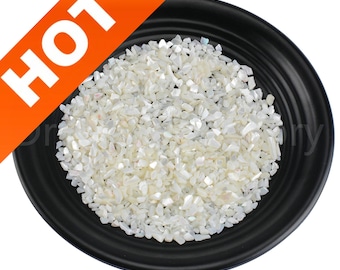May include: A black dish filled with white iridescent shell chips. The dish is on a white background. The text "Large Size" is printed below the dish.
