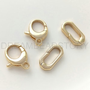 2-100 Pcs DIY Jewelry Clasp 14K Gold Plated Lobster Clasp for Necklace Making (2 Sizes)