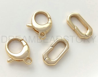 2-100 Pcs DIY Jewelry Clasp 14K Gold Plated Lobster Clasp for Necklace Making (2 Sizes)