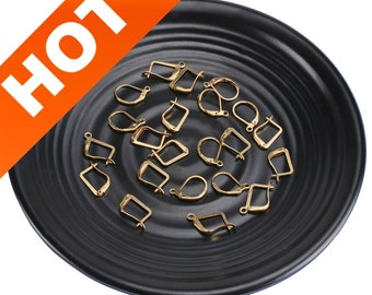 20-1000 Pcs Raw Brass Lever Back Earwires Ear Hooks With / No Loop Earring Components Findings Bulk Wholesale