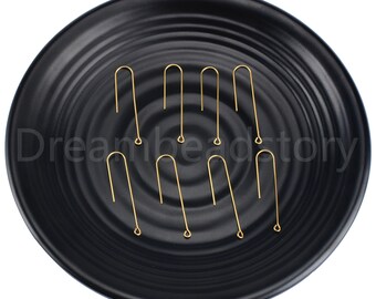 20-1000 Pcs Brass Long Hook/ Minimal Open French Earwire Hoop/ U Hooks/ U-Shaped Blank Line Earring Making Hook/ Earring Post Compomnent