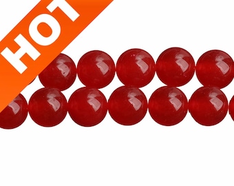 Red Chalcedony Beads, Natural Polished Chalcedony Red Beads, 4 6 8 10 12 14mm Round Red Beads Strand, Chalcedony Gemstone Bead Bulk (B31)