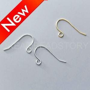 Hypoallergenic Earring Wire Hooks - Gold/ White Gold Plated 925 Sterling Silver Blank Earwire Finding - DIY Earring Component (21 Gauge)