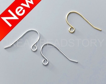Ganchos de alambre hipoalergénicos para pendientes - Plata de ley 925 chapada en oro/oro blanco - Accesorio para pendientes DIY (calibre 21)