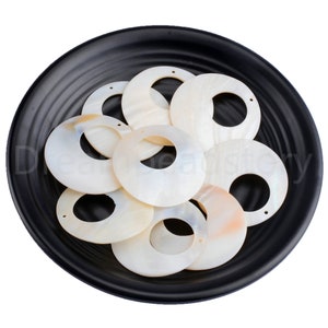 2-100 Pcs Natural White Shell Donut Pendant Beads for Jewelry Making Oversized Large Size 45mm ( Not Pure White Some are Cream Color )