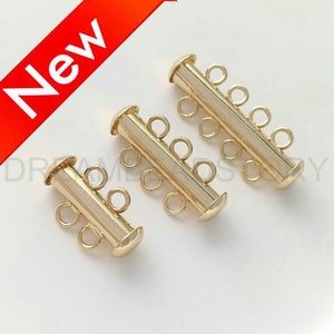 Puede incluir: Tres cierres de metal dorado para collares o pulseras. Cada cierre tiene cuatro bucles para sujetar múltiples hebras de joyería.