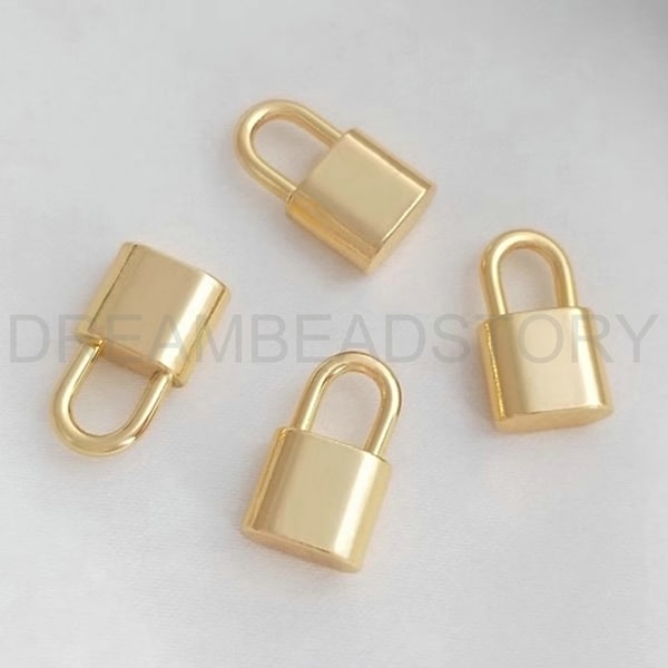 2-100 Pcs DIY Jewelry Making Charms Lots Supply 14K Real Gold Plated Padlock Pendant/ Lock Charm/ Locket Finding (Small Size)
