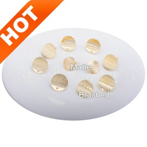 4-200 Pcs 14K Gold Plated Stud Post with Hole Matte/ Brushed Blank Metal Earring Component Base Bulk Wholesale Supply