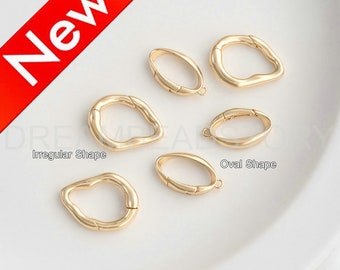 Strong Clasp for Necklace Bracelet Jewelry Making, 14K Real Gold Plated Over Brass Oval/ Irregular Shape Closure Finding