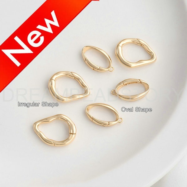 Strong Clasp for Necklace Bracelet Jewelry Making, 14K Real Gold Plated Over Brass Oval/ Irregular Shape Closure Finding