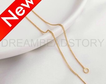 4-200 Pcs Threader Earring Lots Supply 14K Real Gold Plated Box Chain/ Cable Chain Threader/ Long Minimalist Earrings