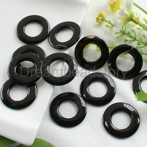 2-100 pezzi di perline di pietra preziosa di agata nera naturale a forma di ciambella per realizzare collane e orecchini da 30 mm (alcuni colori NON sono neri puri)