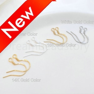 4-100 PC-Ohrring-Haken für die Schmuckherstellung 14K / 18K / Weißgold überzogenes 925 Sterlingsilber hypoallergene französische Ohrdraht-leere Einstellungsfeststellung finden