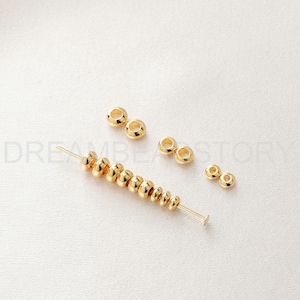 Tiny Small Beads for Earring Making - Mini Spacer Beads - 14K Real Gold/ White Gold Plated Brass Rondelle Beads Supply (3/4mm)
