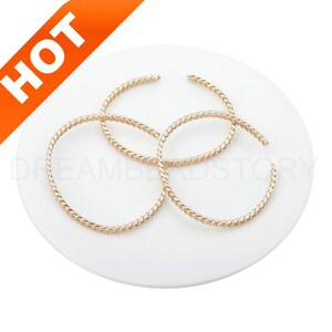1-50 Pcs Blank Bangle Setting for Bracelet Making 14K Gold Plated Twisted Opening Bangle Finding Lots Supply