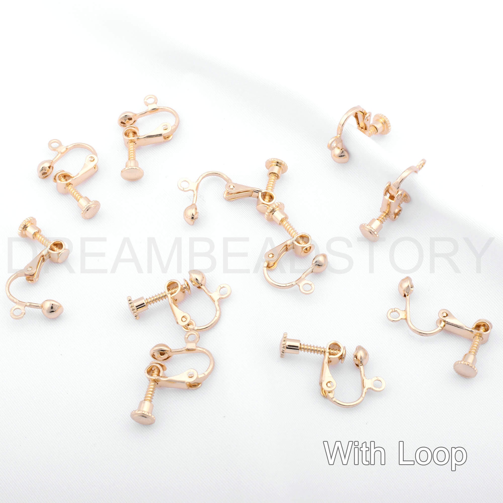 Earring Findings, Post to Clip on Converter with Screw Back 17x14mm, Gold Plated (2 Pairs)