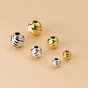 10-200 Pcs Silver Beads Bulk Wholesale Supply Gold Plated Over 925 Sterling Silver Twisted Hollow Spacer Loose Beads (3 4 5mm)