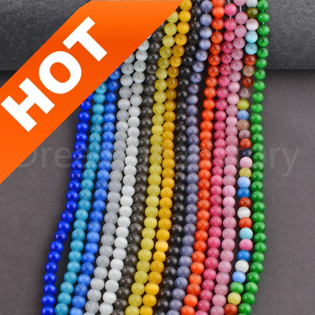 Cat Eye Beads Red/ Blue/ Pink/ Green/ Black/ White/ Yellow 4mm 6mm 8mm