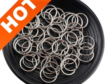 50-500 Pcs Split Rings/ Round Key Ring/ Double Loops Jump Rings/ Stainless Steel Charm Pendant Bail Connector Finding (13/ 20/ 25mm)
