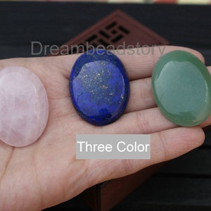 1-20 Pcs Large Cabochon for Jewelry Making 30*40mm Natural Rose Quartz/ Aventurine  Gemstone Flat Back Oval Cabochons