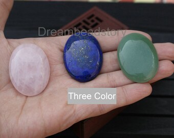 1-20 Pcs Large Cabochon for Jewelry Making 30*40mm Natural Rose Quartz/ Aventurine  Gemstone Flat Back Oval Cabochons