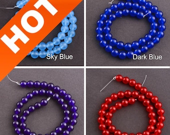 Chalcedony Beads White/ Red/ Blue/ Green/ Purple/ Yellow/ Orange Dyed Natural Stone Beads 4mm 6mmm 8mm 10mm 12mm Sold by Strand