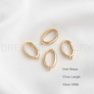 Fermoir solide pour collier et fabrication de bijoux, plaqué or véritable 14 carats sur laiton de forme ovale/irrégulière image 2