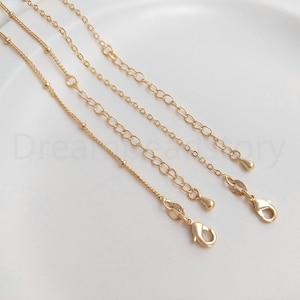 1-50 Pcs Half Finished Necklace Chain with Extender 14K Gold Plated Rolo Cable Link Chain with Lobster Clasp(45cm Chain 5cm Extender)