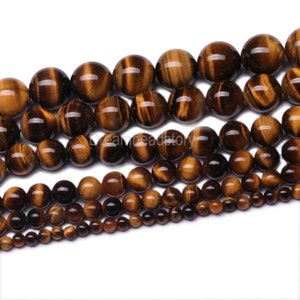Natural Grade 8/10/12/14mm Tigers Eye Gems Stone Round Beads Drop Dangle Earring 