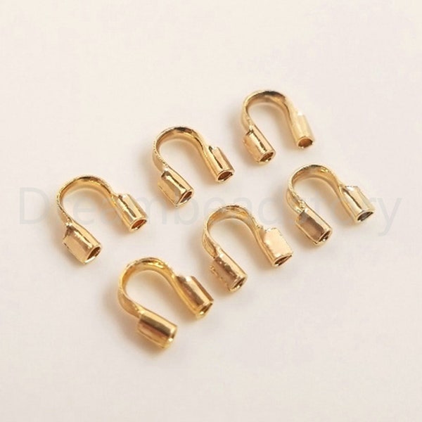 20-1000 Pcs Gold Wire Protectors 14K/ 18K Gold Plated Wire/ Thread Guardian U Shape Cable Guard Protector