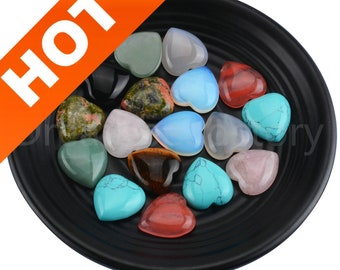 1-100 piezas de piedras preciosas naturales en forma de corazón de 23 x 25 mm, cuentas de cabujón de cúpula plana, suministros al por mayor
