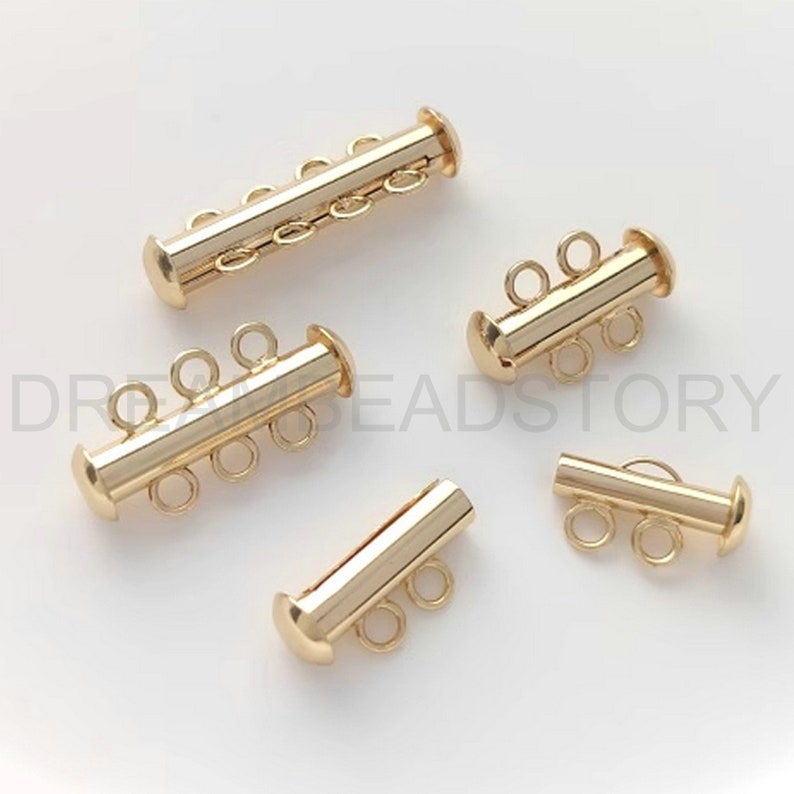 Multi Loop Clasp 1-100 Pc Tube Clasp for Jewelry Making 14K Real Gold Plated Brass Good ...