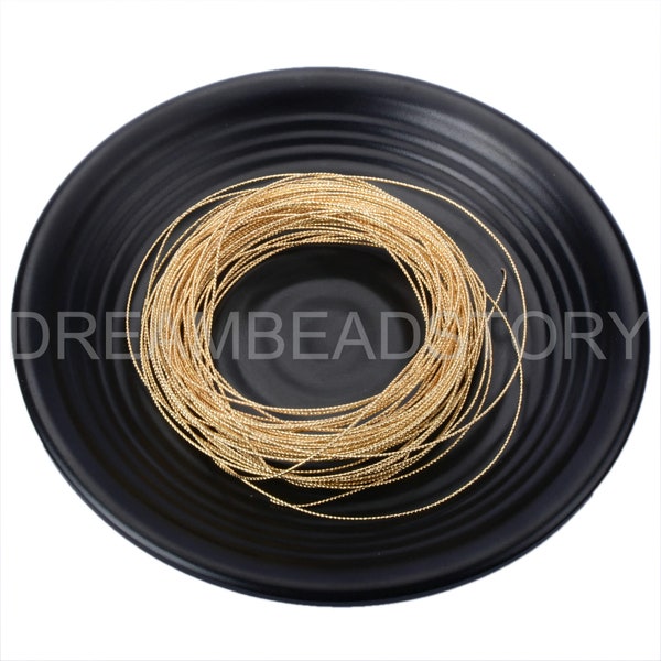 Gold Wire for Wrapping Necklace Bracelet Earring Making 18K Gold Plated Texture Twisted Wire Finding Wholesale(Hard wire you choose length)