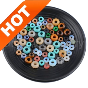 20 Pcs Large Hole Beads Gemstone Rondelle Beads Wholesale Natural Stone Beads with 4mm/5.5mm Big Hole for Jewelry Making