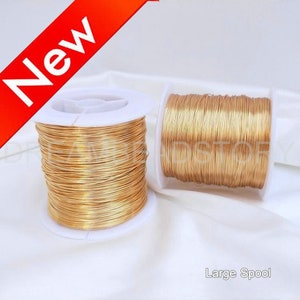 Round Beading Wire for Jewelry Making Supply - 14K Gold Plated Over Copper Wire for Wrapping - 18/20/22/24/26 Gauge (Soft Sold by Spool)